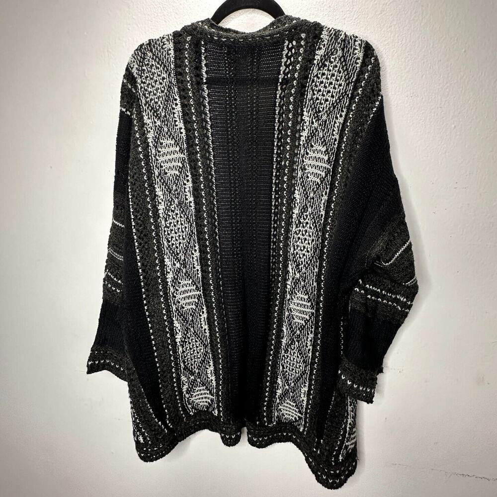 LA Hearts Black Gray and Cream Striped Knit Long Line Open Cardigan Sweater OS - Picture 6 of 14